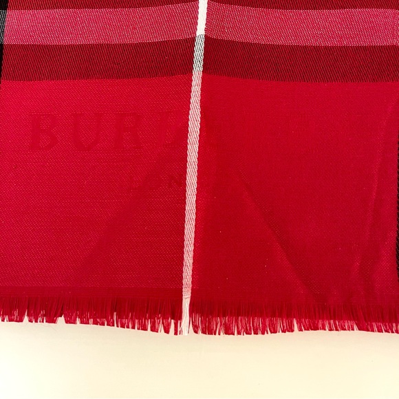 Red Plaid Nova Check Men's Burb*rry Style Red Scarf - Picture 7 of 9